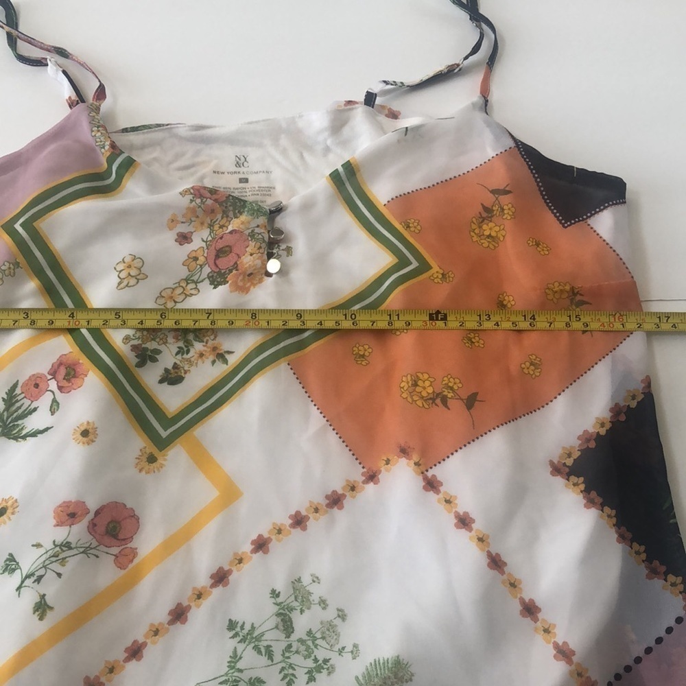 NY&C spaghetti strap floral & flowy top with inside camisole adjustable straps - Picture 3 of 7